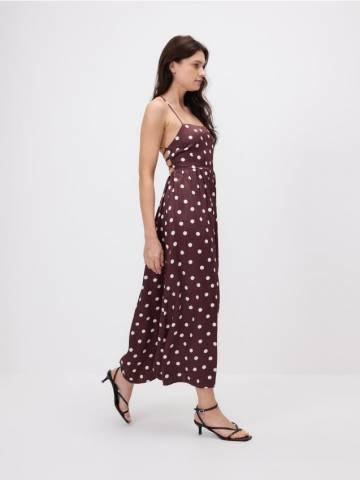 Reserved - Сукня міді в горошок - коричневий - 747II-88X Reserved - Сукня міді в горошок - коричневий - 747II-88X