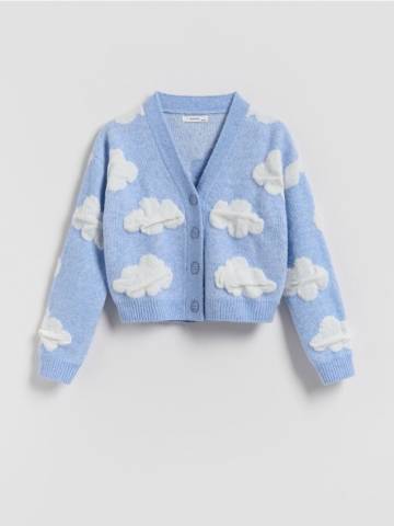 Reserved - Кардиган з візерунками - блідо-блакитний - 809FH-05M