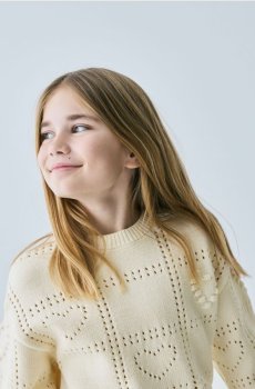 Reserved - Джемпер з ажурним візерунком - кремовий - 803IE-01X
