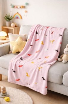 Плед з мотивом собак - рожевий