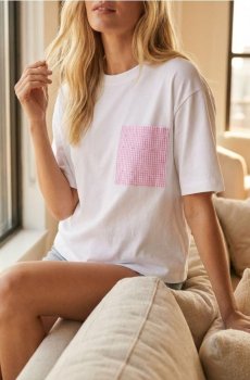 Футболка з домішкою бавовни з коротким рукавом - яскраво-рожевий