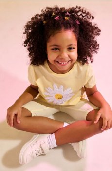 Бавовняна футболка з аплікацією з паєток - світло-жовтий