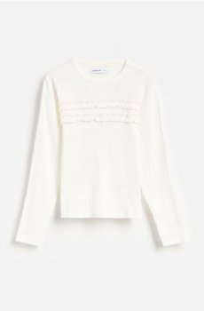 Reserved - Футболка з трикотажу в рубчик - кремовий - 514KD-01X