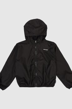 Детская черная ветровка с нашивкой логотипа