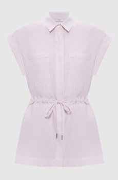 Розовая рубашка из льна с цепочкой мониль