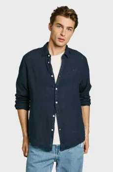 Мужская темно-синяя льняная рубашка ARNAU Синий S Pepe Jeans PM308844