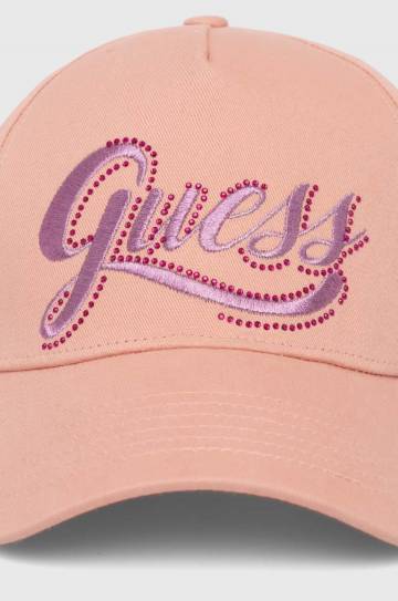 Хлопковая кепка Guess CLAUDIE цвет розовый с аппликацией W4YZ00 WEGD0 Хлопковая кепка Guess CLAUDIE цвет розовый с аппликацией W4YZ00 WEGD0
