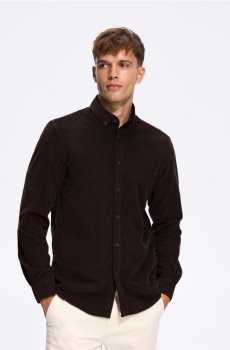 Reserved - Вельветова сорочка regular fit - темно коричневий - 247KH-89X