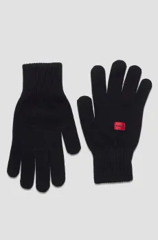 Мужские черные шерстяные перчатки Черный ONESIZE HUGO 50503344;001