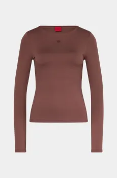 Женский шоколадный лонгслив Коричневый M HUGO 10086