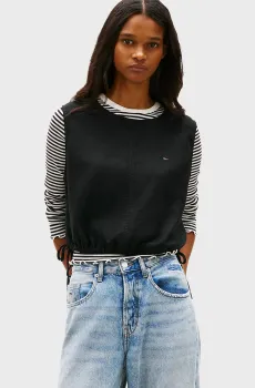 Женский черный льняной топ TIE SIDE Черный S Tommy Jeans DW0DW22779