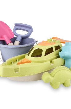 Набор для игры с песком ranxian с катером, 6 предметов, синее ведерко и зеленый корабль, от 3 лет (RX789-198)
