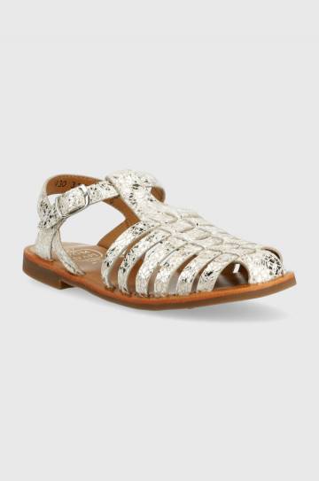 Детские кожаные сандалии Pom Dapi цвет золотой