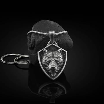 Серебряный кулон "Скандинавский Медведь Гризли" 133194 Серебряный кулон "Скандинавский Медведь Гризли" 133194