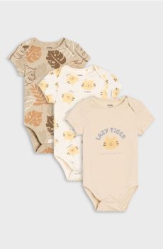 Бавовняне боді з мотивом тигра 3 pack - нюдовий
