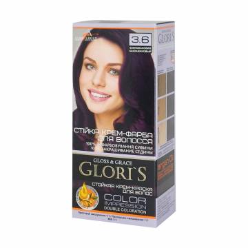 Стойкая крем-краска для волос Gloris Gloss & Grace для двух применений 3.6 Баклажановый, 130 мл