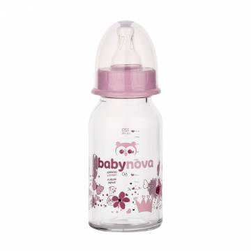 Детская стеклянная бутылочка для кормления Baby-Nova Декор, медленный поток, с рождения до 2 лет, фиолетовая, 120 мл (3960333) Детская стеклянная бутылочка для кормления Baby-Nova Декор, медленный поток, с рождения до 2 лет, фиолетовая, 120 мл (3960333)