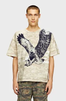 Мужская бежевая футболка с узором T-BOXT-T14 Бежевый M Diesel A19317 0DLBM