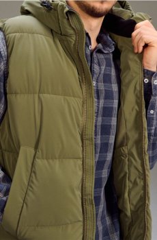 Квітований пuffer жилет з капюшоном - хакі