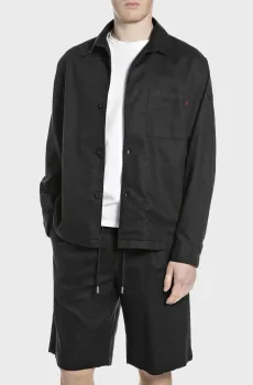 Мужская черная льняная рубашка Черный M Replay M8528 .000.85500