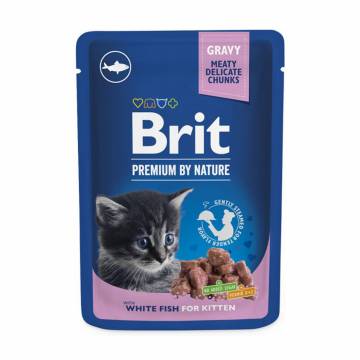 Влажный корм для котят всех пород Brit Premium By Nature White Fish Kitten с белой рыбой, 100 г Влажный корм для котят всех пород Brit Premium By Nature White Fish Kitten с белой рыбой, 100 г
