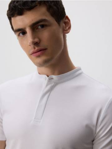 Reserved - Поло с узором slim fit - білий - 868DI-00X Reserved - Поло с узором slim fit - білий - 868DI-00X