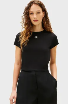 Женская черная футболка SCRIPT SLIM Черный M Tommy Hilfiger WW0WW48710