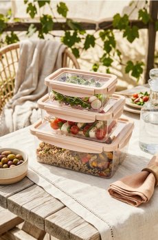 Контейнери для їжі, 3 шт. - пастельний рожевий