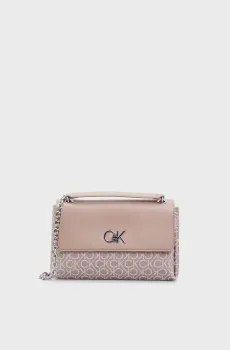 Женская бежевая сумка с узором RE-LOCK CONV SHOULDER BAG_JQC Бежевый ONESIZE Calvin Klein K60K612641
