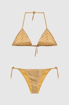 Бежевый купальник с люрексом