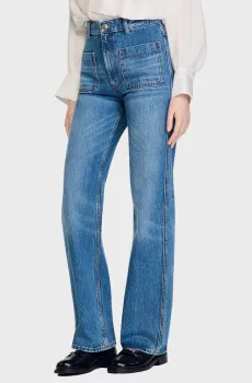 Женские голубые джинсы Голубой 34 Sandro SFPJE00460_Blue JeanFW26
