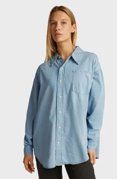 Женская голубая джинсовая рубашка OVERSIZED LS DENIM SHIRT Голубой S Calvin Klein Jeans J20J225010