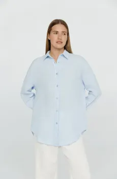 Женская голубая льняная рубашка Голубой S PRPY PWSHRKALUA015