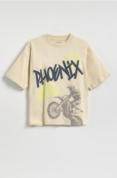 Reserved - Бавовняна футболка з принтом - бежевий - 972IS-08X