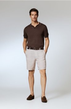 Reserved - Лляні шорти звичайного крою - бежевий - 039IS-08M