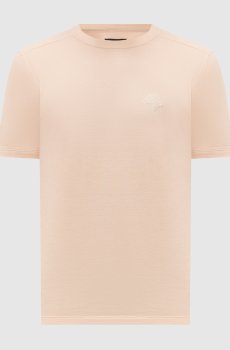 Бежевая футболка с вышивкой эмблемы