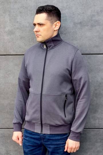 Мужская серая хлопковая кофта на молнии SB-25290-dark-grey Мужская серая хлопковая кофта на молнии SB-25290-dark-grey