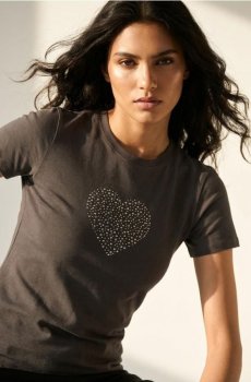 Футболка з цирконіями - темно-сірий