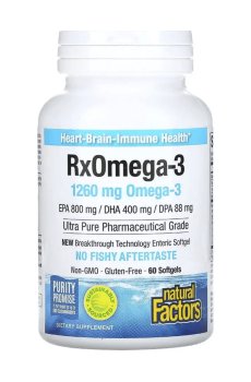 Омега-3 Natural Factors RxOmega-3, 1260 мг, 60 гелевих капсул