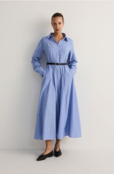 Reserved - Сукня-сорочка міді з зав’язкою на поясі - різнобарвний - 976BW-MLC