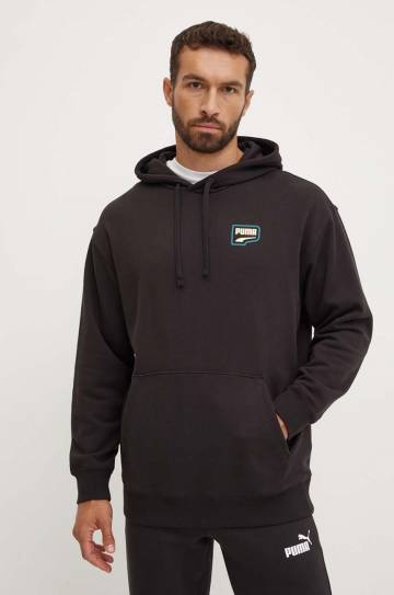 Хлопковая кофта Puma мужская цвет чёрный с капюшоном с принтом 626748 Хлопковая кофта Puma мужская цвет чёрный с капюшоном с принтом 626748