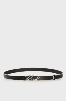 Женский черный кожаный ремень K SIGNATURE MD BELT H2.5 Черный 65 Karl Lagerfeld 245W3105