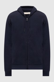 Синяя спортивная куртка с вышивкой эмблемы