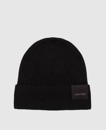 Черная шапка из кашемира с логотипом