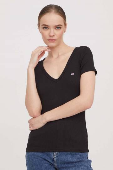 Футболка Tommy Jeans женская цвет чёрный DW0DW17385 Футболка Tommy Jeans женская цвет чёрный DW0DW17385