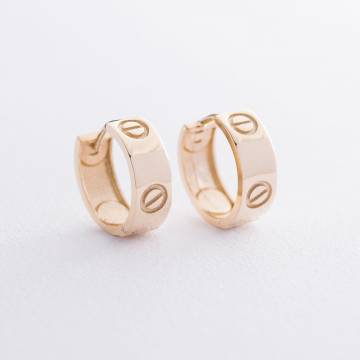 Серьги - кольца "Love" в желтом золоте с04717 Серьги - кольца "Love" в желтом золоте с04717