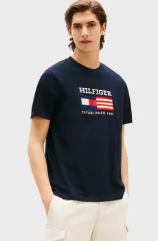 Мужская темно-синяя футболка AMERICANA MONOTYPE FLAG BOX Синий M Tommy Hilfiger MW0MW39843