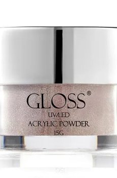 Акриловая пудра для ногтей Gloss UV/LED Acrylic Powder 009 Светло-розовый с золотистым и серебряным микроблеском, 15 г