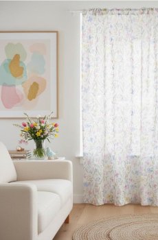 Штора з квітковим візерунком на люверсах - різнобарвний