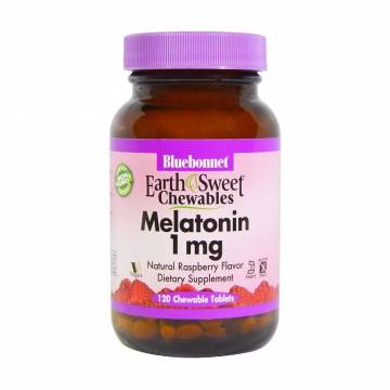 Мелатонин Bluebonnet Nutrition Earth Sweet Chewables Melatonin 1 мг, со вкусом малины, 120 жевательных таблеток